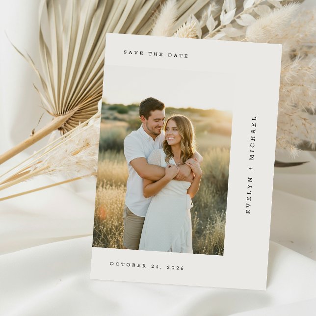 Modern Script Minimalist Wedding Photo Save The Date (Creator Uploaded)
