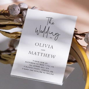 Modern script minimalist wedding + QR details Invitation