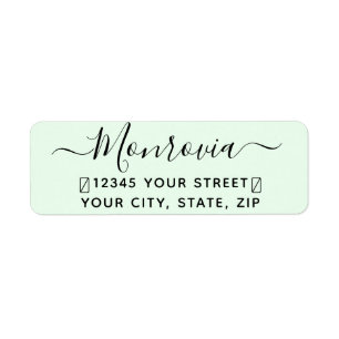 Modern Script Mint Green Return Address Label