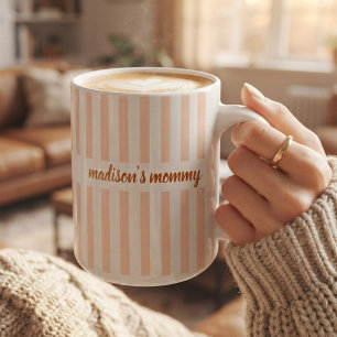 Modern Script Mom Dad Grandma Grandpa Aunt Stripes Coffee Mug