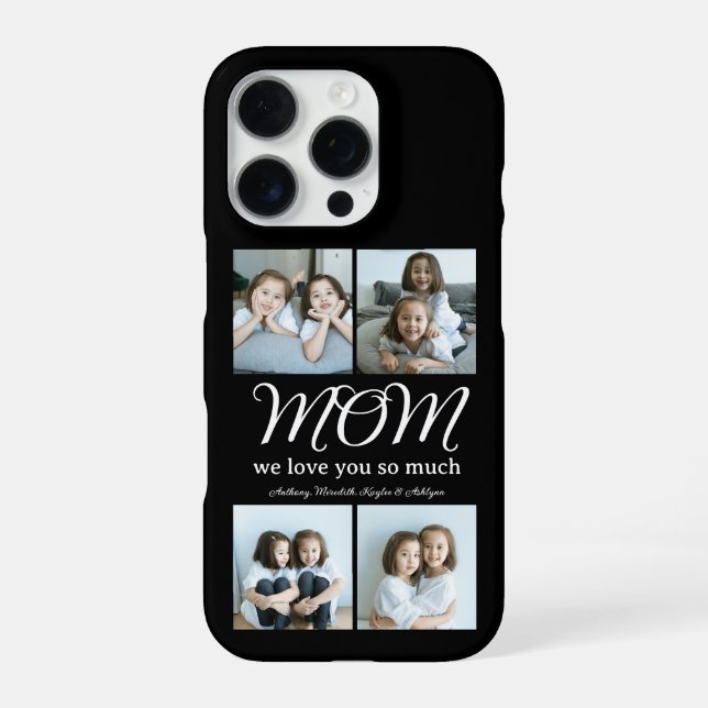 Modern Script Mom We Love You Photo Collage  iPhone Case (Back)