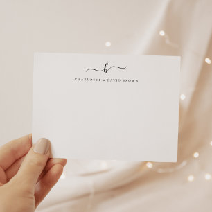 Modern Script Monogram Couple Stationery Custom Card