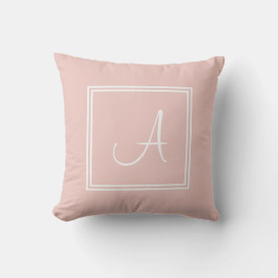 Modern Script Monogram Elegant Blush Pink Template Throw Pillow
