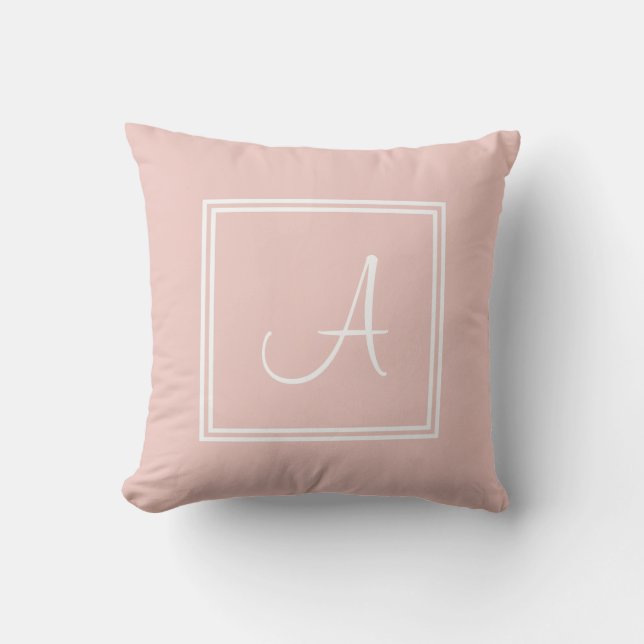 Modern Script Monogram Elegant Blush Pink Template Throw Pillow (Front)
