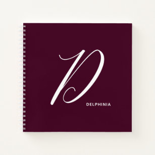 Modern Script Monogram Initial B Burgundy Notebook