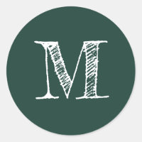 Modern Script Monogram Initial Dark Green