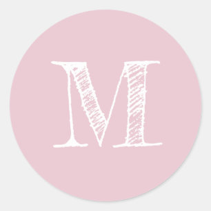 Modern Script Monogram Initial Parfait Pink Classic Round Sticker