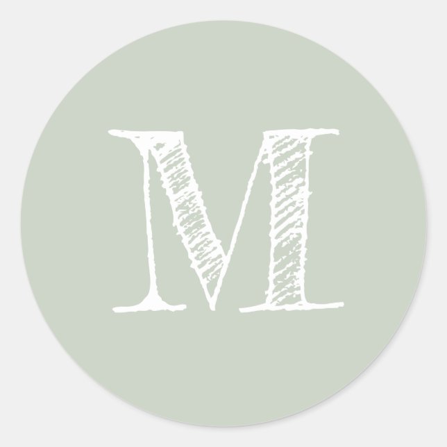 Modern Script Monogram Initial Pastel Green Label (Front)