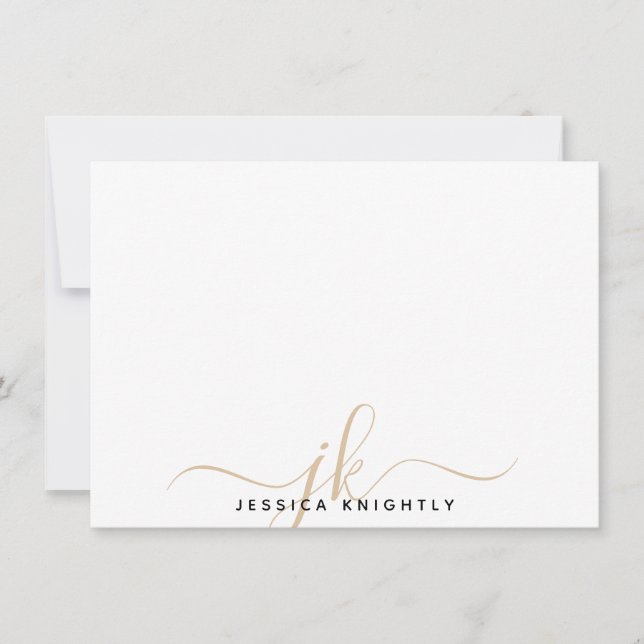 Modern Script Monogram Initials Minimal Gold Card (Front)