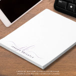 Modern Script Monogram Initials Minimalist Purple Notepad<br><div class="desc">Personalized modern notepad with simple calligraphy style script initials or monogram and name in light and dark purple. CHANGES: The text font style, colour, size and placement can be changed by clicking on CUSTOMIZE FURTHER under the PERSONALIZE section for a custom look or by contacting the designer via Zazzle Chat...</div>