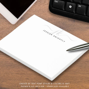 Modern Script Monogram Initials Silver Grey Post-it Notes