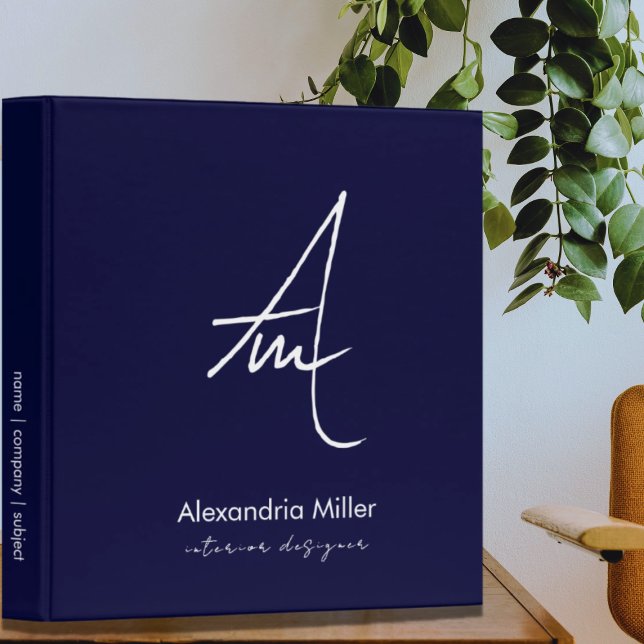 Modern Script Monogram Navy Binder (Creator Uploaded)