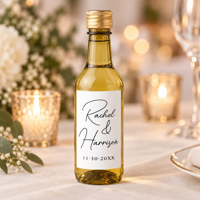 Modern Script Monogram Wedding Wine Label (Creator Uploaded)