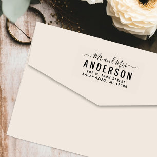 Modern Script Mr. and Mrs. Newlywed Return Address Self-inking Stamp