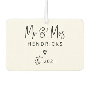 Modern Script   Mr and Mrs. Wedding Established Air Freshener