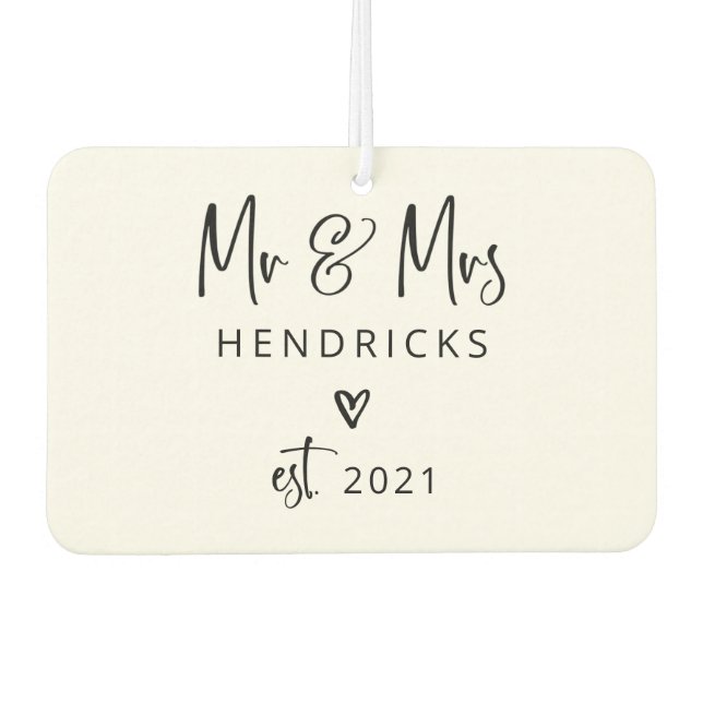 Modern Script | Mr and Mrs. Wedding Established Air Freshener (Front)