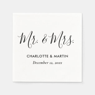 Modern Script Mr. and Mrs. Wedding Napkin