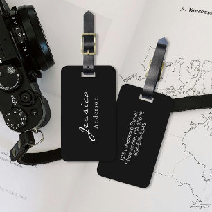 Modern Script Name Address Luggage Tag
