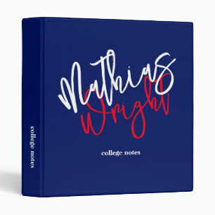 Modern Script Name Blue Binder