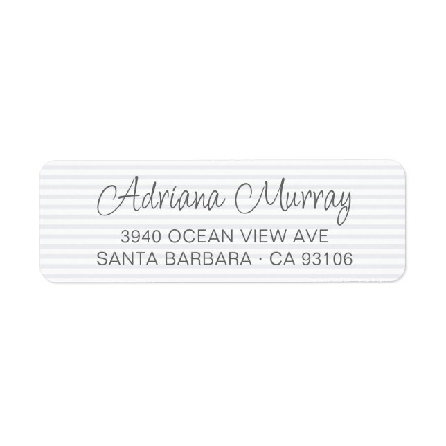 Modern Script Name Blue Striped Return Address (Front)
