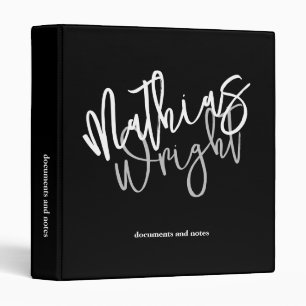 Modern Script Name Large Font Black Binder