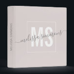 Modern script name monogram binder<br><div class="desc">Modern elegant beige girly script name monogram binder. Simple, clean monogrammed personalized binder with your name initials, and name written in an elegant script font. Font and text colours are fully customizable.</div>