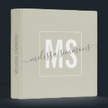 Modern script name monogram binder<br><div class="desc">Modern elegant dusty green script name monogram binder. Simple, clean monogrammed personalized binder with your name initials, and name written in an elegant script font. Font and text colours are fully customizable.</div>