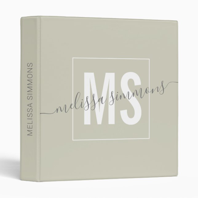 Modern script name monogram  binder (Front/Spine)