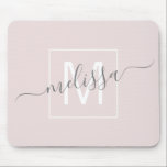 Modern script name monogram  mouse pad<br><div class="desc">Chic beige script monogram name mouse pad. Simple,  clean monogrammed personalized mouse pad with your name initials,  and name. Font and text colours are fully customizable.</div>