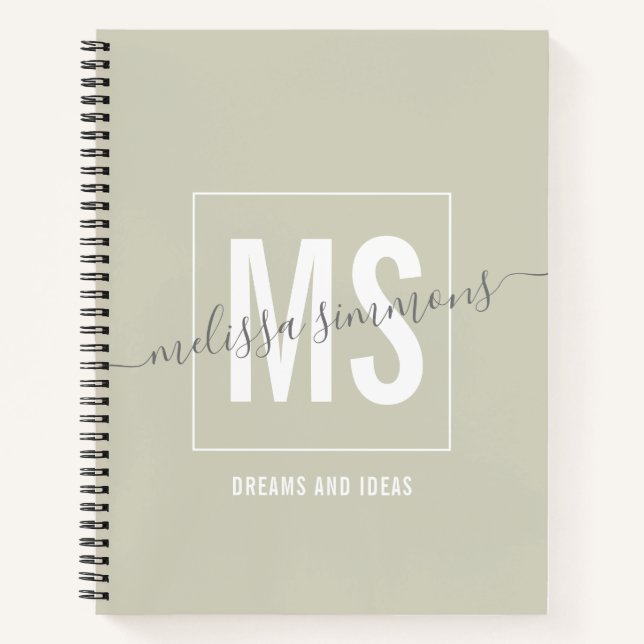 Modern script name monogram  notebook (Front)