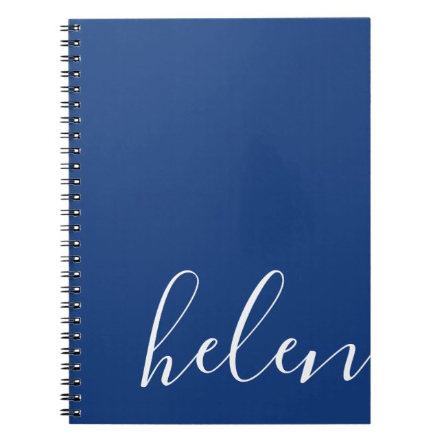 Modern Script Name Personalized Blue Notebook (Front)