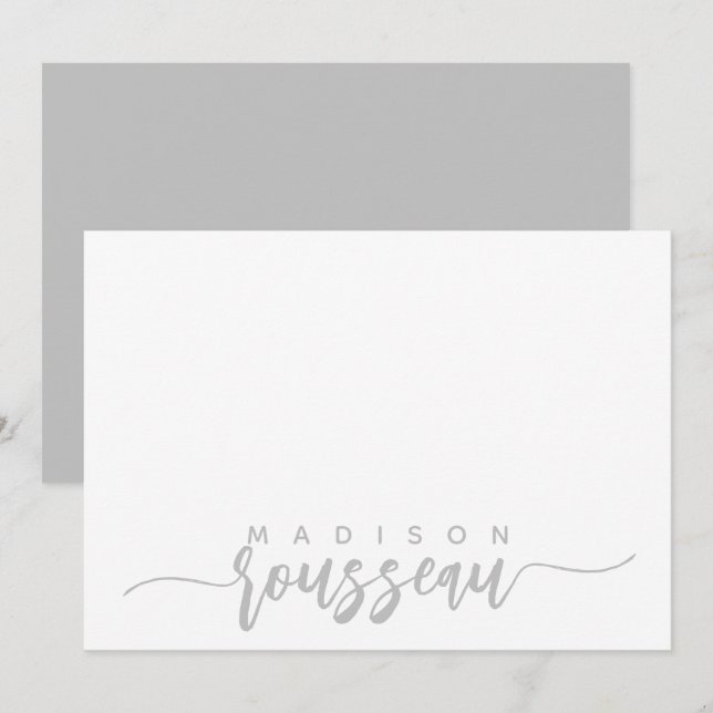 Modern Script Name Personalized Grey Card (Front/Back)