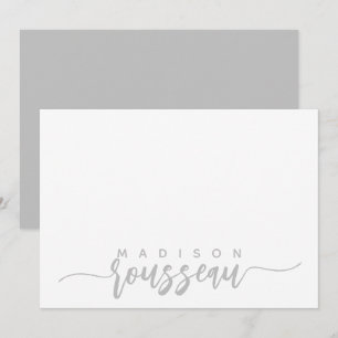 Modern Script Name Personalized Grey Card