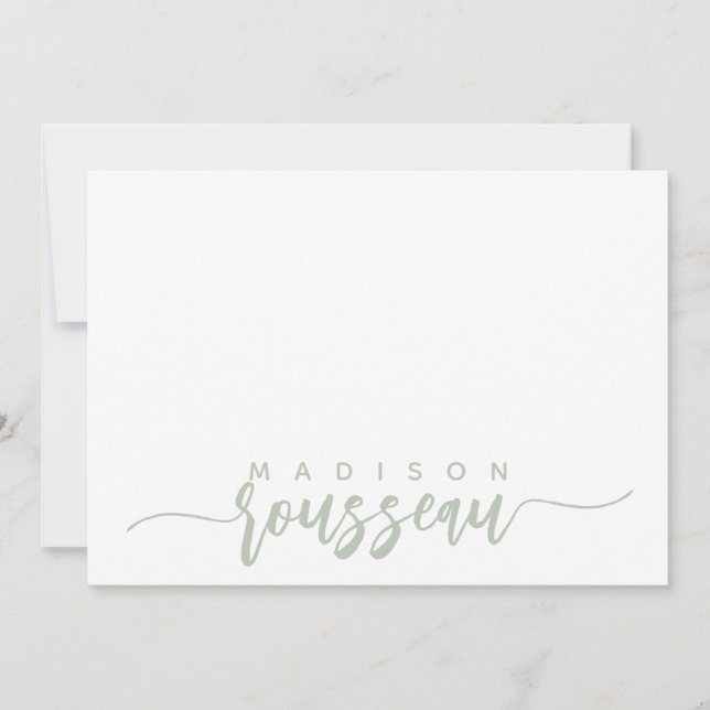Modern Script Name Personalized Sage Green Card (Front)