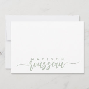 Modern Script Name Personalized Sage Green Card