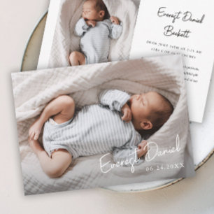 Modern Script Name Photo Baby Thank You Card