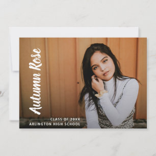 Modern Script Name Photo Collage Girl Graduation Announcement