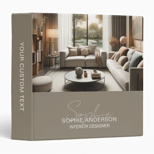 Modern Script Name Photo QR Professional Binder (Front/Spine)