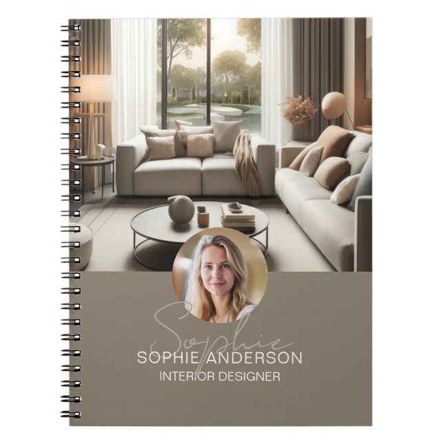 Modern Script Name Photo QR Professional Notebook (Front)