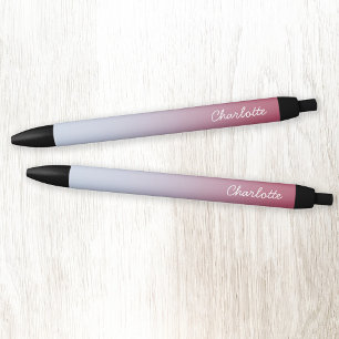Modern Script Name Pink Blue Gradient Personalized Black Ink Pen