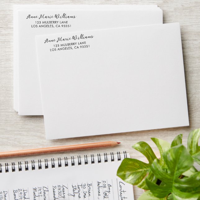 Modern Script Name Return Address Envelope (Stacked)