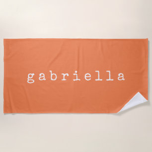 Modern Script Name Summer Beach Aesthetic Orange Beach Towel