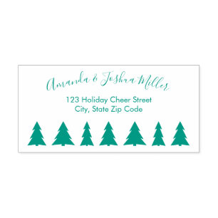 Modern Script Name Trees Holiday Return Address Self-inking Stamp
