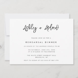 Modern Script Names Rehearsal Dinner Invitation