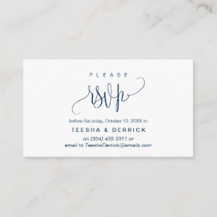 Modern Script, Navy Blue, Party Celebration RSVP Enclosure Card