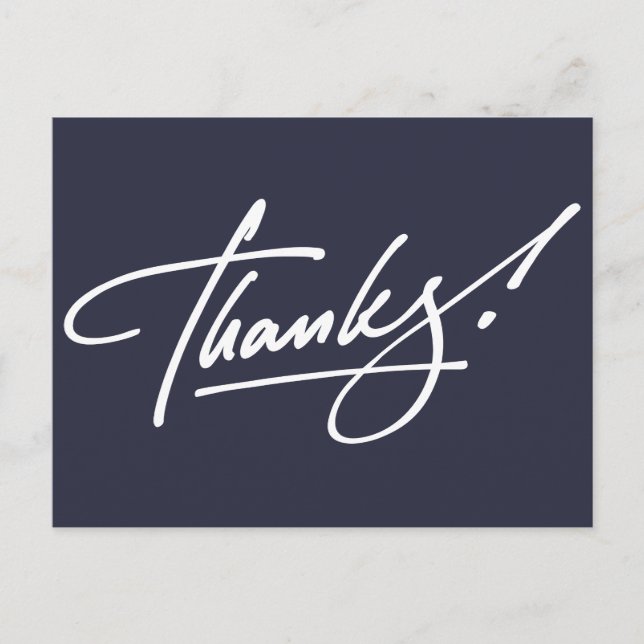 Modern Script Navy Blue Thank You Card (Front)