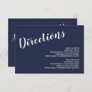 Modern Script Navy Blue Wedding Details Invitation