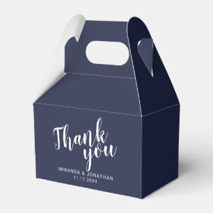 Modern Script Navy Blue Wedding Favor Box