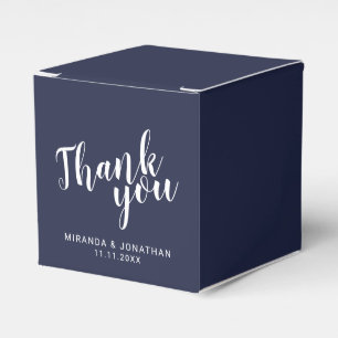 Modern Script Navy Blue Wedding Favor Box