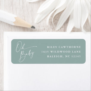 Modern Script Neutral Baby Shower Return Address